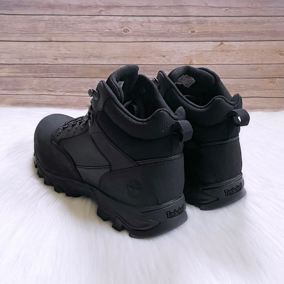 Timberland Men’s Keele Ridge Waterproof Mid Hiker Boots In Black - Picture 3 of 7